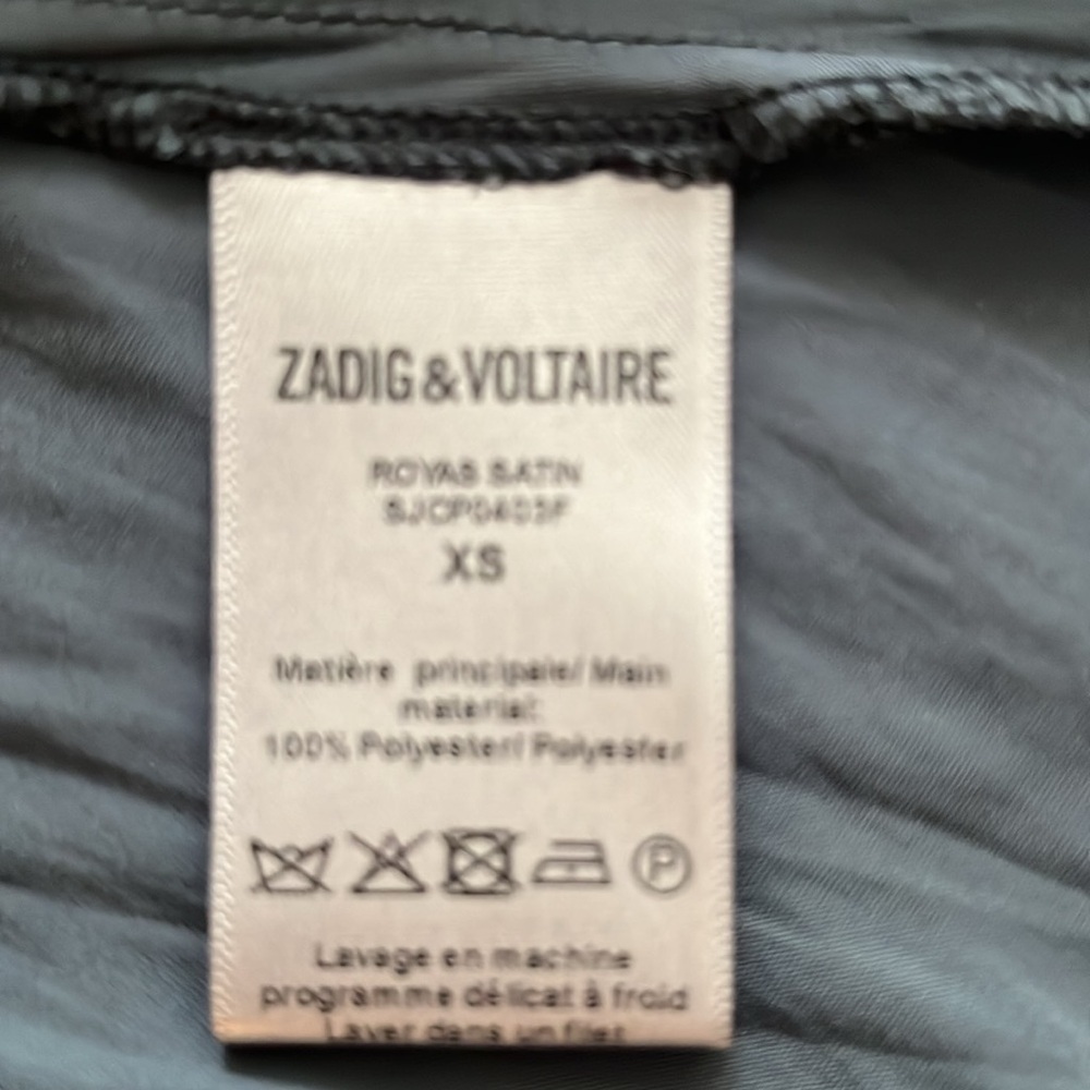 Zadig & Voltaire Royas Tiered Sleeve Satin Mini Dress in Black Size XS - Picture 11 of 14